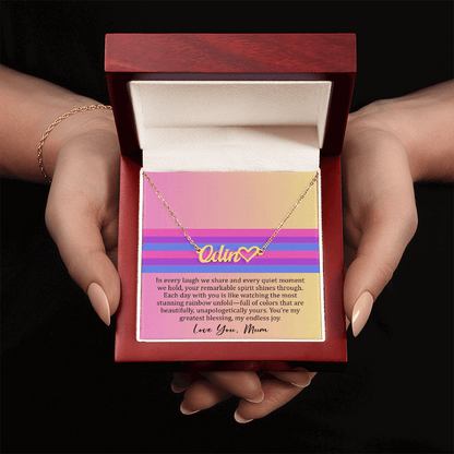 Personalized Bisexual Pride Name Necklace – Meaningful Gift from Mom for Daughter or Son