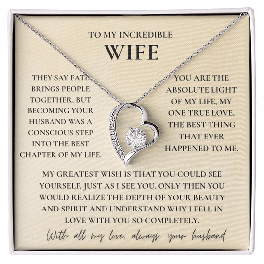To My Wife Necklace - Romantic Heart Gift with Message Card