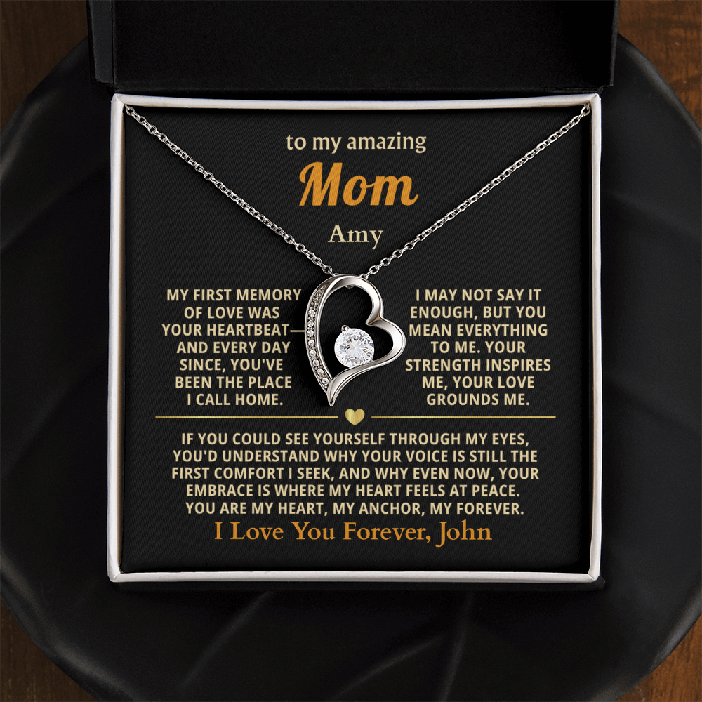 Personalized To My Mom Necklace - From Son or Daughter - Heartfelt Gift Set for Christmas, Mother's Day or Birthday