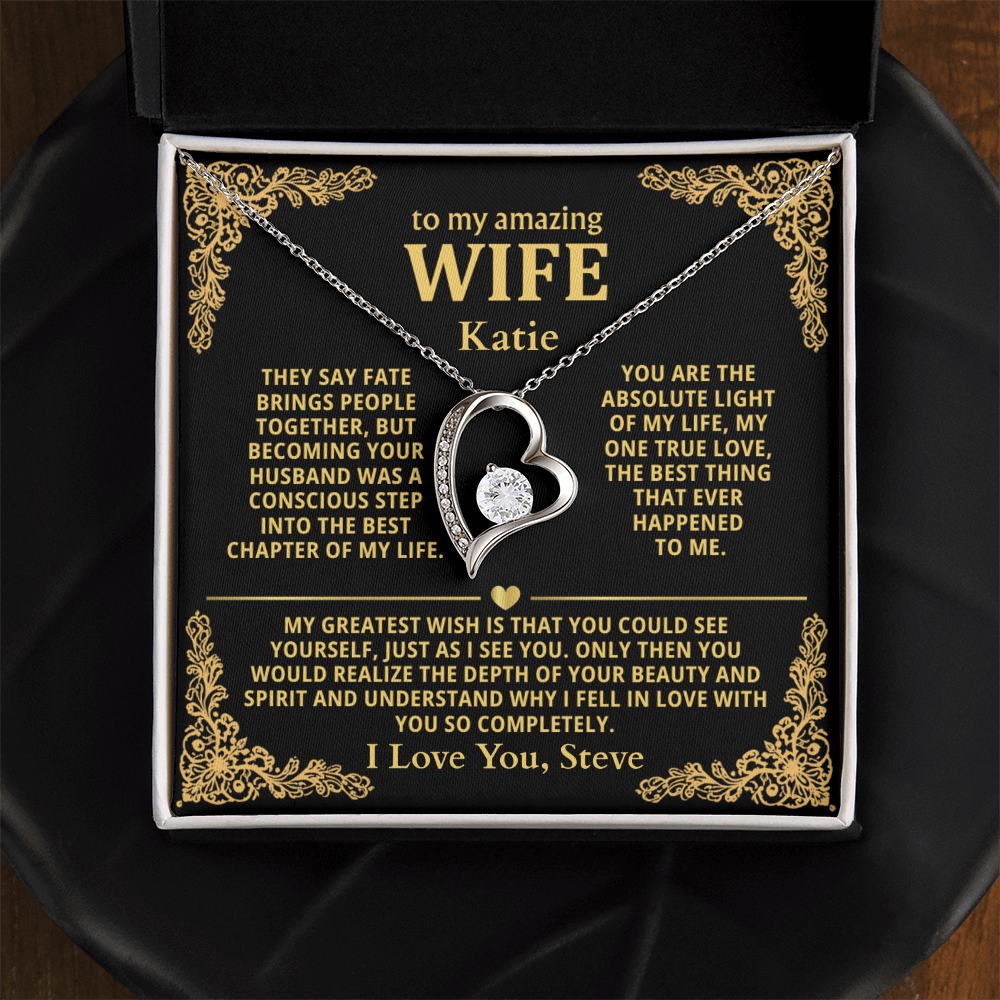 Personalized To My Wife Necklace - Heartfelt Gift Set for Christmas, Anniversary or Birthday