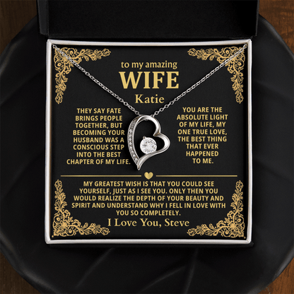 Personalized To My Wife Necklace - Heartfelt Gift Set for Christmas, Anniversary or Birthday