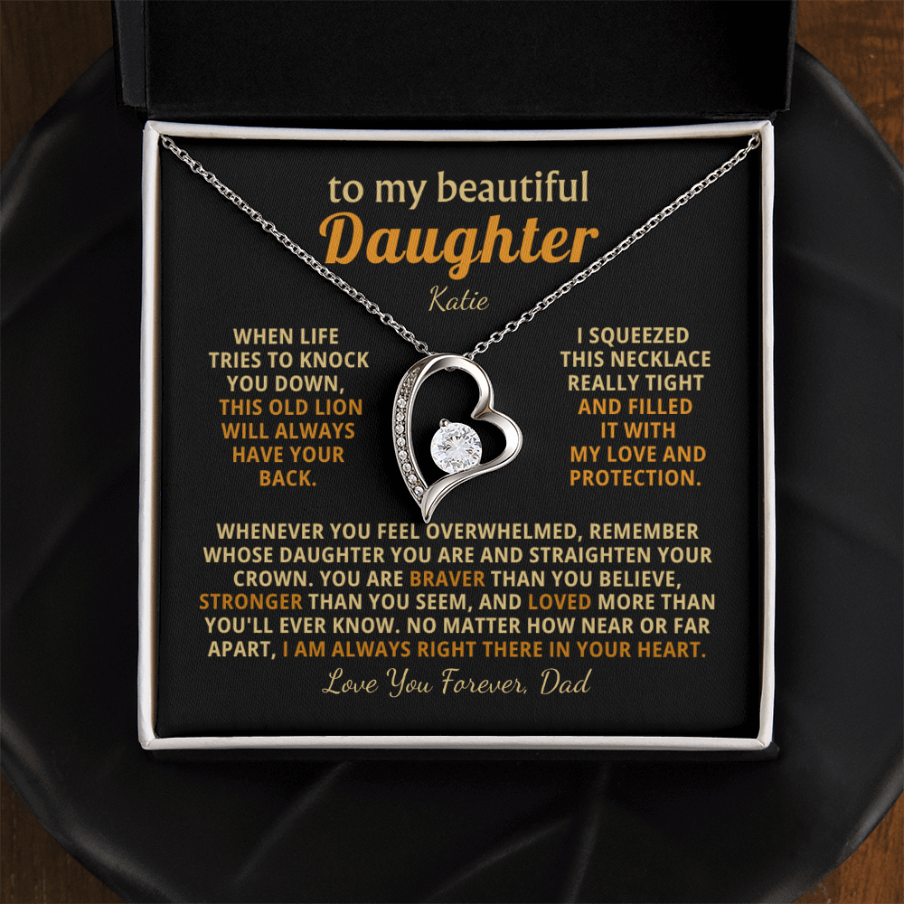 Personalized To My Daughter Necklace - Heartfelt Gift Set for Christmas, Birthday or Just Because (black card)