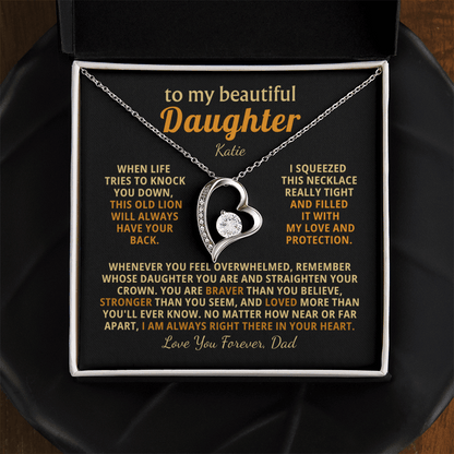 Personalized To My Daughter Necklace - Heartfelt Gift Set for Christmas, Birthday or Just Because (black card)