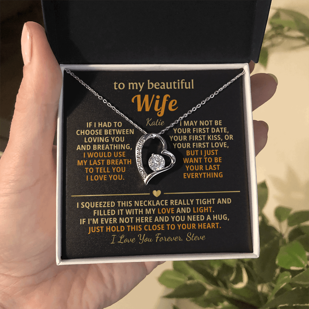 Personalized To My Wife Necklace - Heartfelt Heart Gift Set for Christmas, Anniversary or Birthday