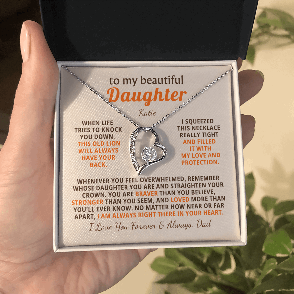 Personalized To My Daughter Necklace - Heartfelt Gift Set for Christmas, Birthday or Just Because (beige card)
