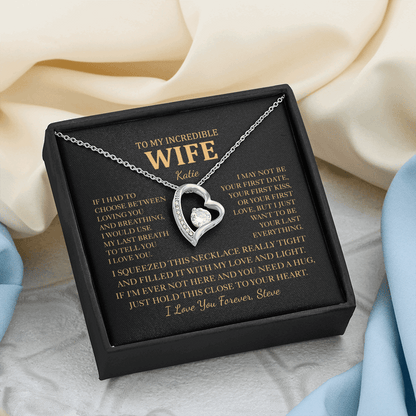 Personalized To My Wife Heart Necklace - Romantic Gift Set with Message Card