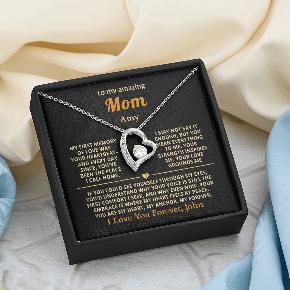 Personalized To My Mom Necklace - From Son or Daughter - Heartfelt Gift Set for Christmas, Mother's Day or Birthday