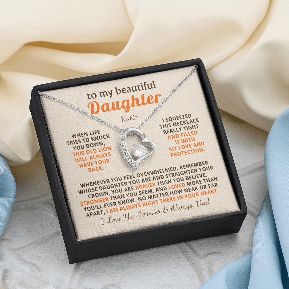 Personalized To My Daughter Necklace - Heartfelt Gift Set for Christmas, Birthday or Just Because (beige card)