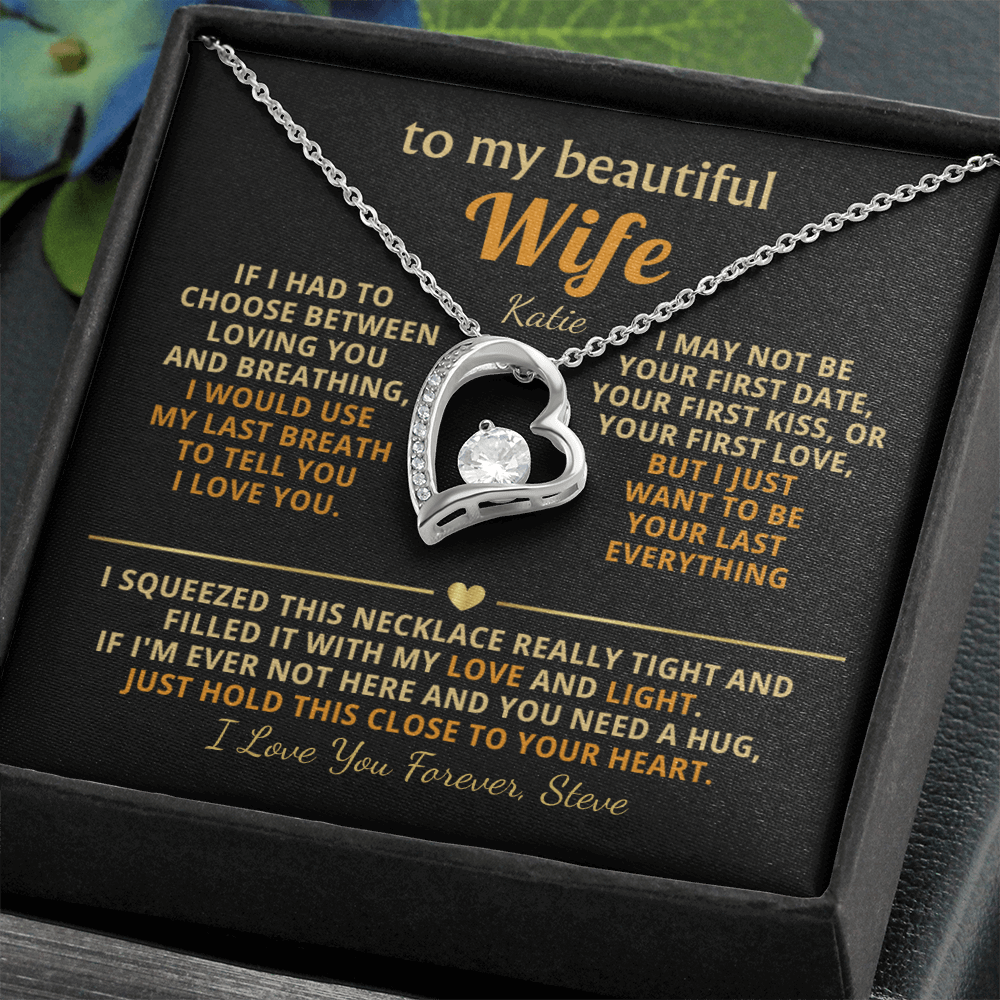 Personalized To My Wife Necklace - Heartfelt Heart Gift Set for Christmas, Anniversary or Birthday