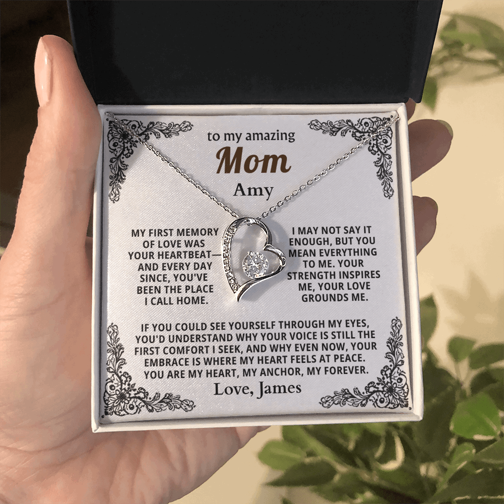 Personalized To My Mom Necklace - From Son or Daughter - Heartfelt Gift Set for Christmas, Mother's Day or Birthday (white card 2)