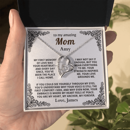 Personalized To My Mom Necklace - From Son or Daughter - Heartfelt Gift Set for Christmas, Mother's Day or Birthday (white card 2)