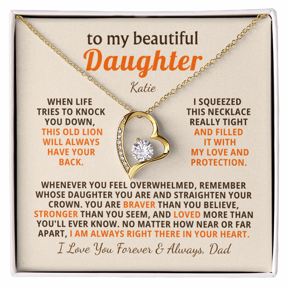 Personalized To My Daughter Necklace - Heartfelt Gift Set for Christmas, Birthday or Just Because (beige card)