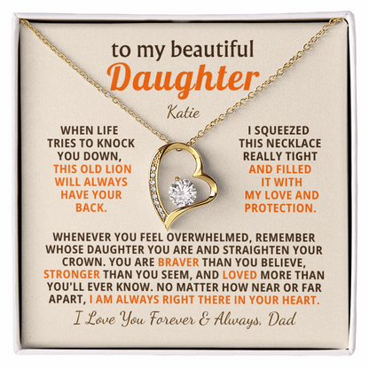 Personalized To My Daughter Necklace - Heartfelt Gift Set for Christmas, Birthday or Just Because (beige card)