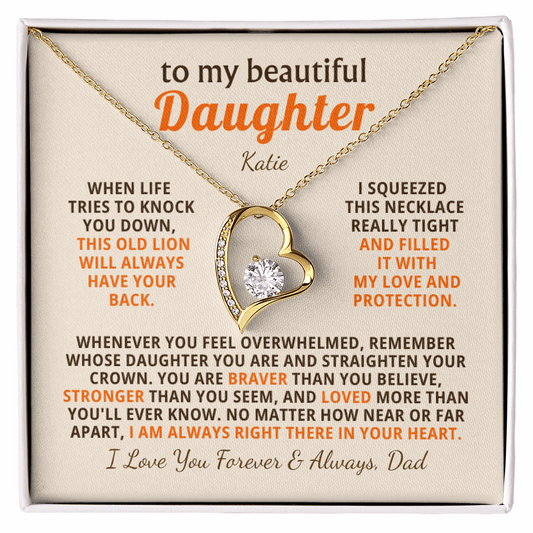 Personalized To My Daughter Necklace - Heartfelt Gift Set for Christmas, Birthday or Just Because (beige card)