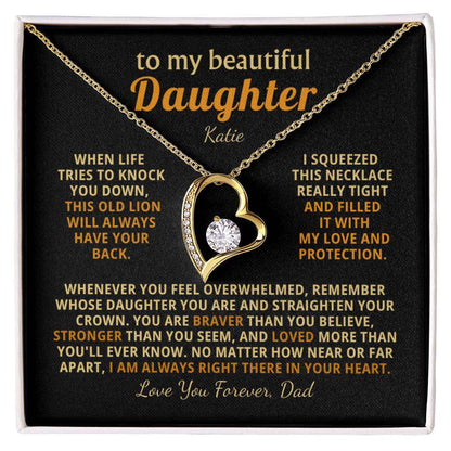 Personalized To My Daughter Necklace - Heartfelt Gift Set for Christmas, Birthday or Just Because (black card)