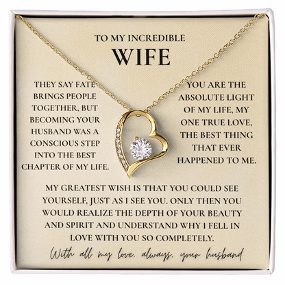To My Wife Necklace - Romantic Heart Gift with Message Card