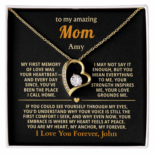 Personalized To My Mom Necklace - From Son or Daughter - Heartfelt Gift Set for Christmas, Mother's Day or Birthday