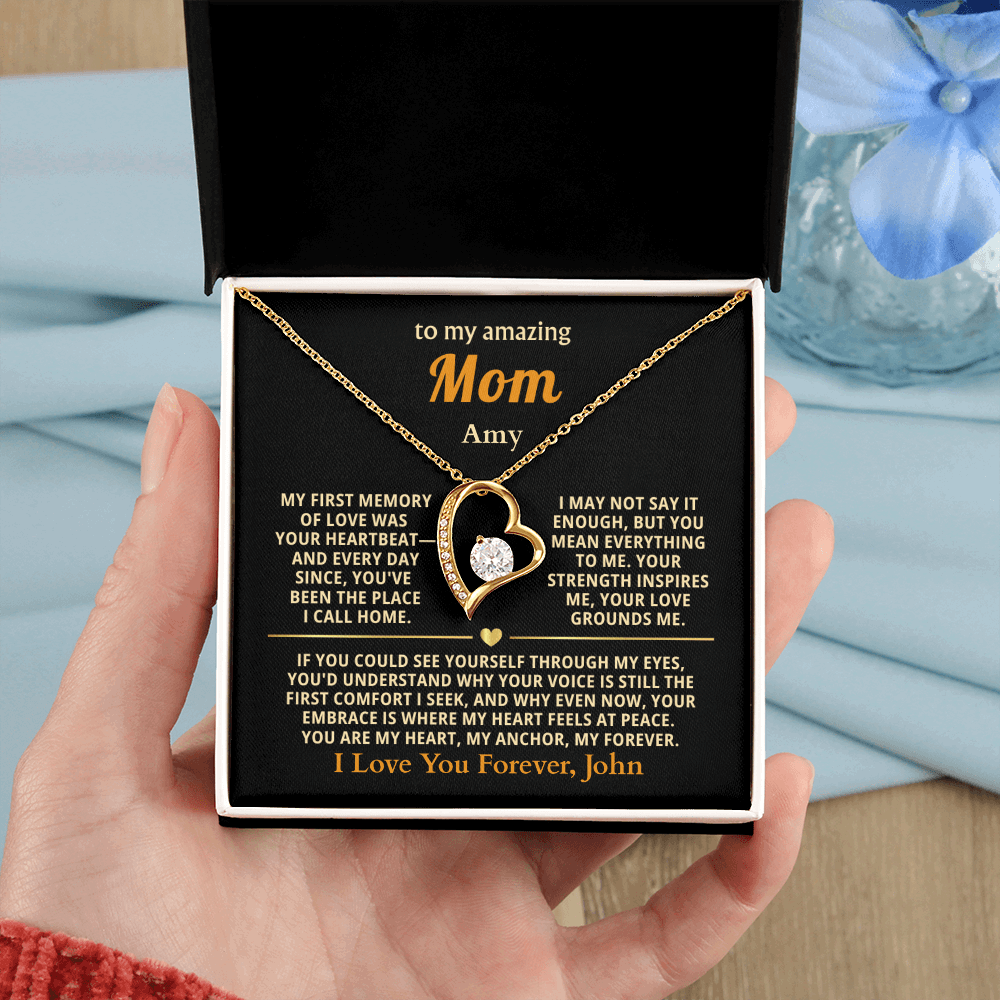 Personalized To My Mom Necklace - From Son or Daughter - Heartfelt Gift Set for Christmas, Mother's Day or Birthday