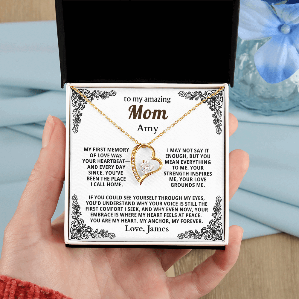 Personalized To My Mom Necklace - From Son or Daughter - Heartfelt Gift Set for Christmas, Mother's Day or Birthday (white card 2)