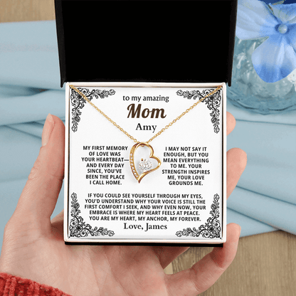 Personalized To My Mom Necklace - From Son or Daughter - Heartfelt Gift Set for Christmas, Mother's Day or Birthday (white card 2)