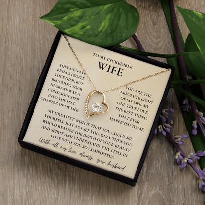 To My Wife Necklace - Romantic Heart Gift with Message Card
