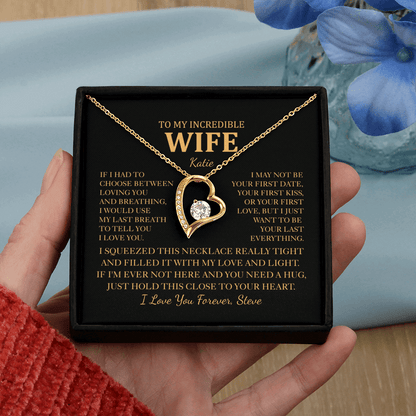 Personalized To My Wife Heart Necklace - Romantic Gift Set with Message Card