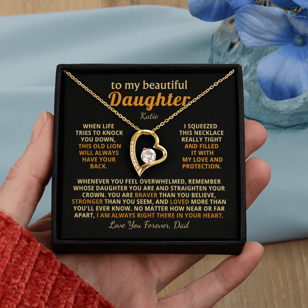 Personalized To My Daughter Necklace - Heartfelt Gift Set for Christmas, Birthday or Just Because (black card)