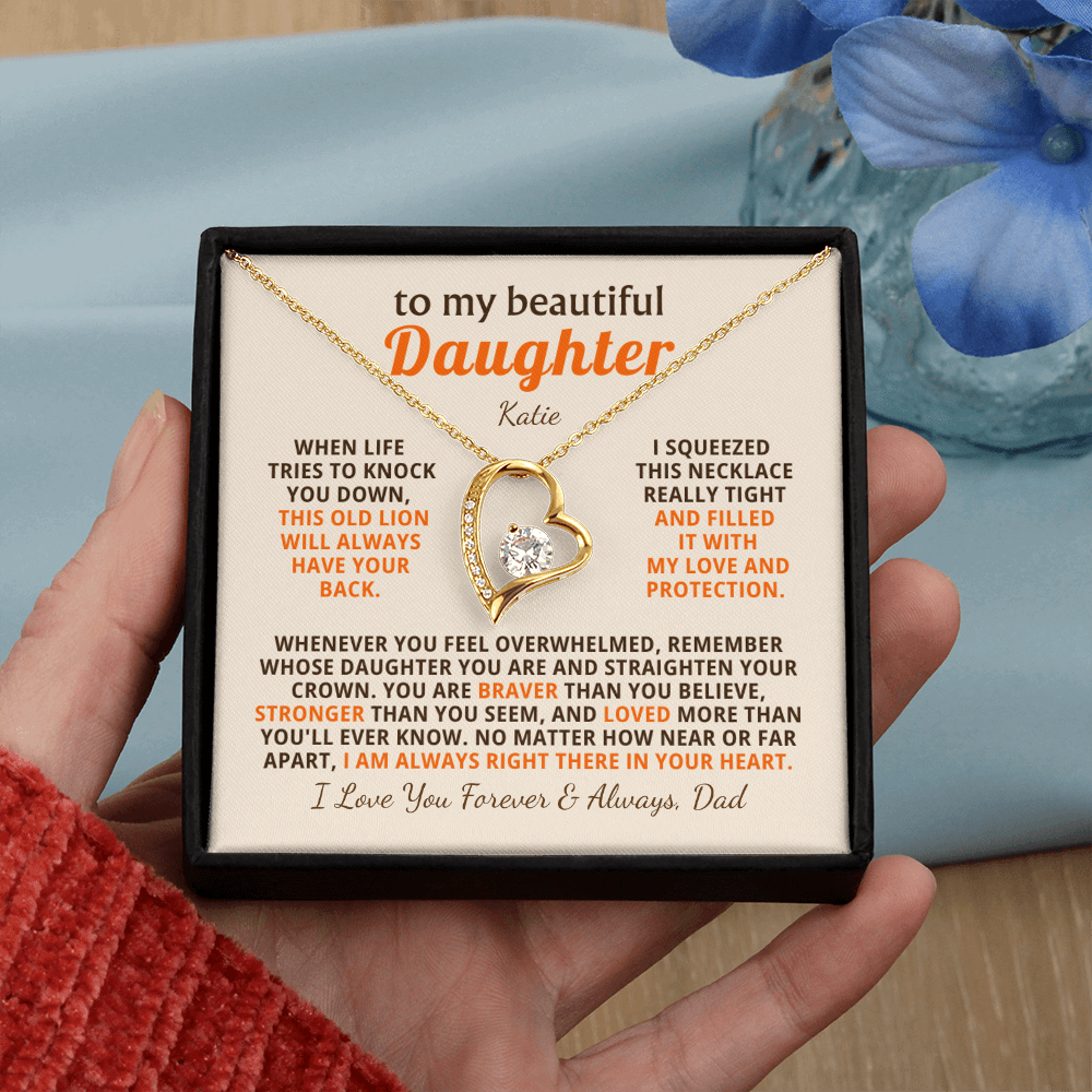 Personalized To My Daughter Necklace - Heartfelt Gift Set for Christmas, Birthday or Just Because (beige card)
