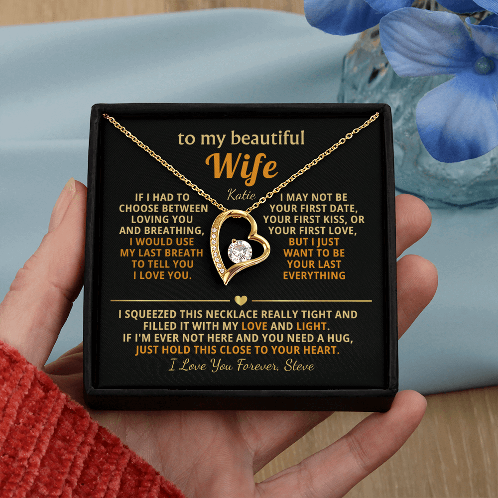 Personalized To My Wife Necklace - Heartfelt Heart Gift Set for Christmas, Anniversary or Birthday