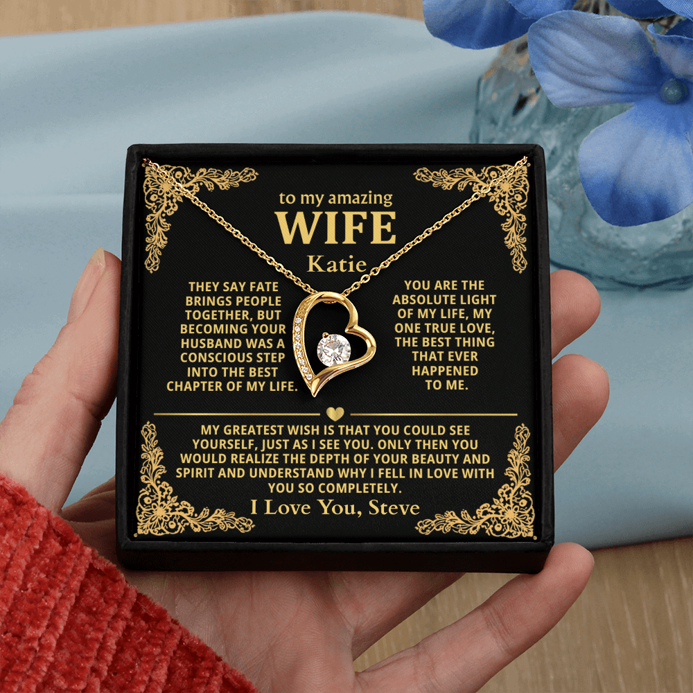 Personalized To My Wife Necklace - Heartfelt Gift Set for Christmas, Anniversary or Birthday