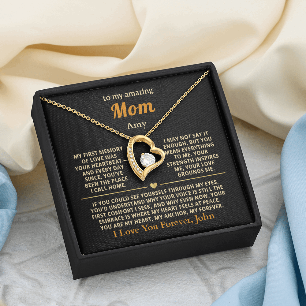 Personalized To My Mom Necklace - From Son or Daughter - Heartfelt Gift Set for Christmas, Mother's Day or Birthday