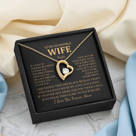 Personalized To My Wife Heart Necklace - Romantic Gift Set with Message Card