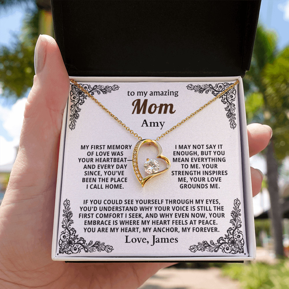 Personalized To My Mom Necklace - From Son or Daughter - Heartfelt Gift Set for Christmas, Mother's Day or Birthday (white card 2)