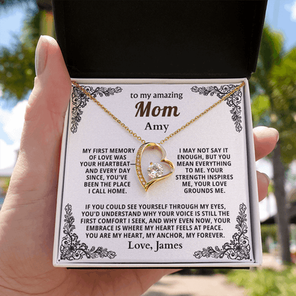 Personalized To My Mom Necklace - From Son or Daughter - Heartfelt Gift Set for Christmas, Mother's Day or Birthday (white card 2)