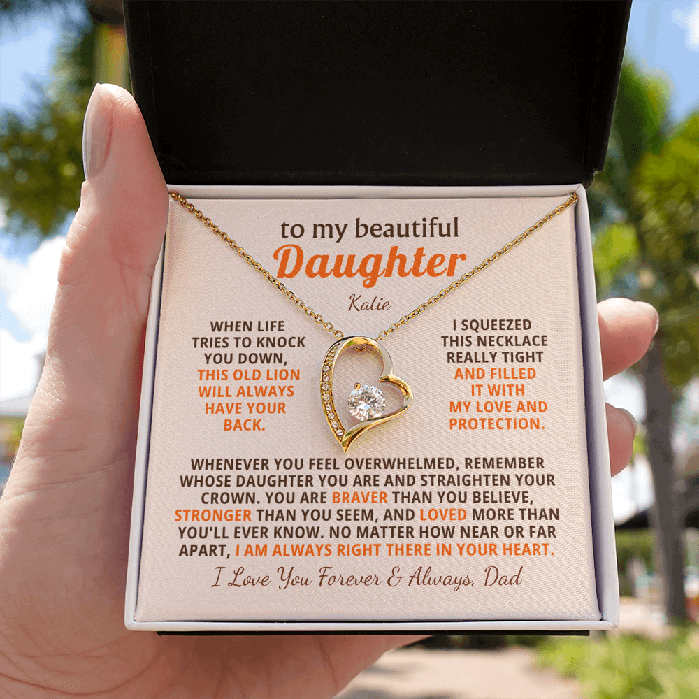 Personalized To My Daughter Necklace - Heartfelt Gift Set for Christmas, Birthday or Just Because (beige card)