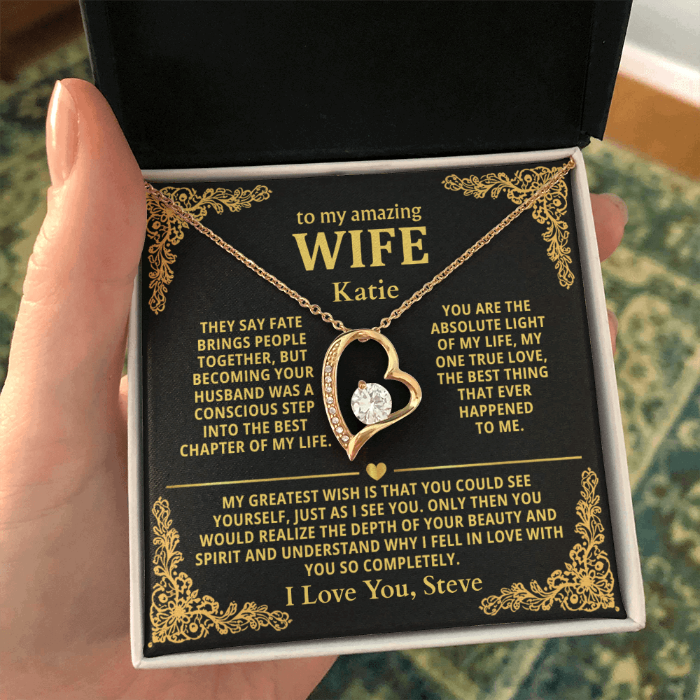 Personalized To My Wife Necklace - Heartfelt Gift Set for Christmas, Anniversary or Birthday