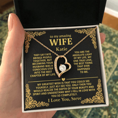 Personalized To My Wife Necklace - Heartfelt Gift Set for Christmas, Anniversary or Birthday