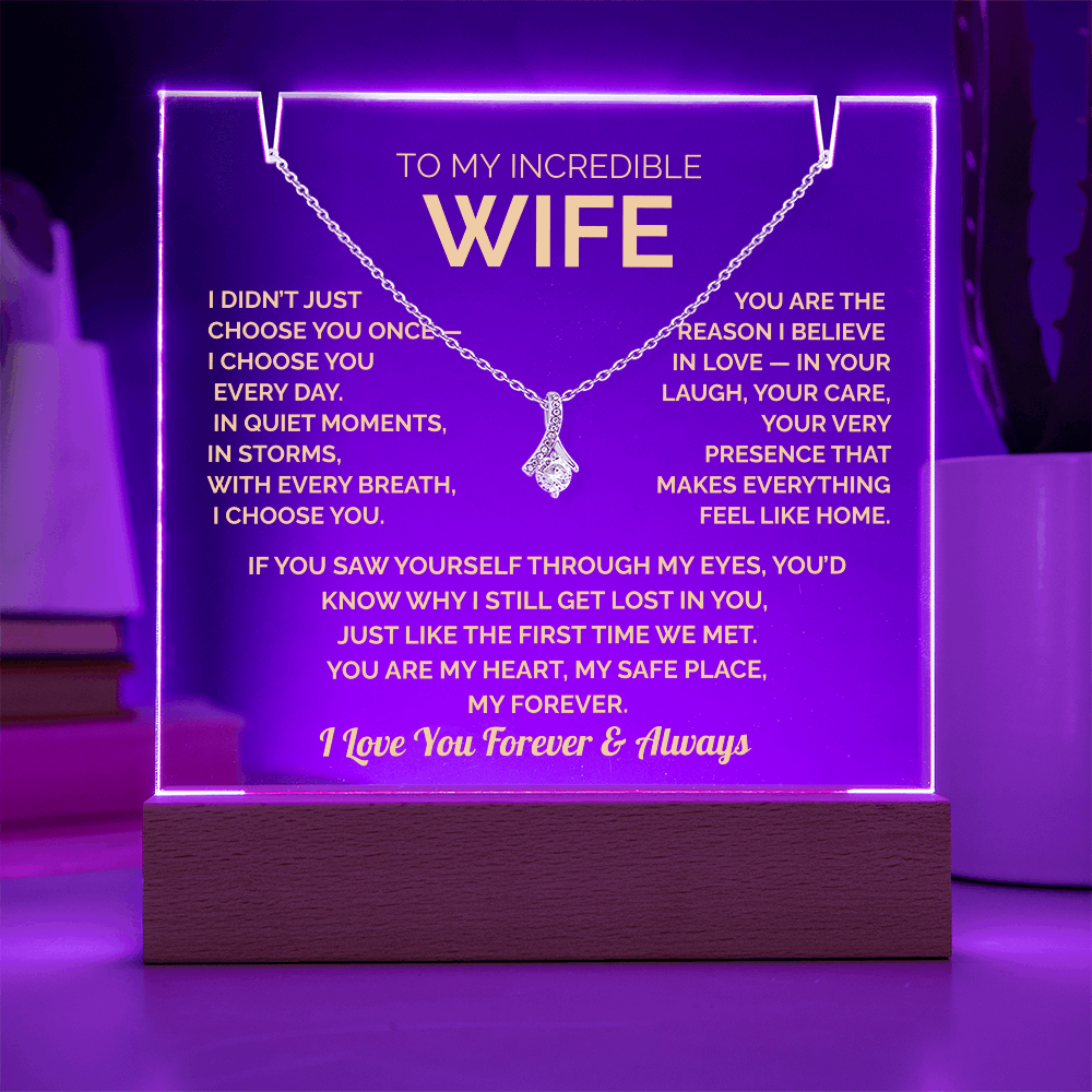 Acrylic Plaque & Necklace – Romantic Gift for Wife – Anniversary, Birthday, Christmas