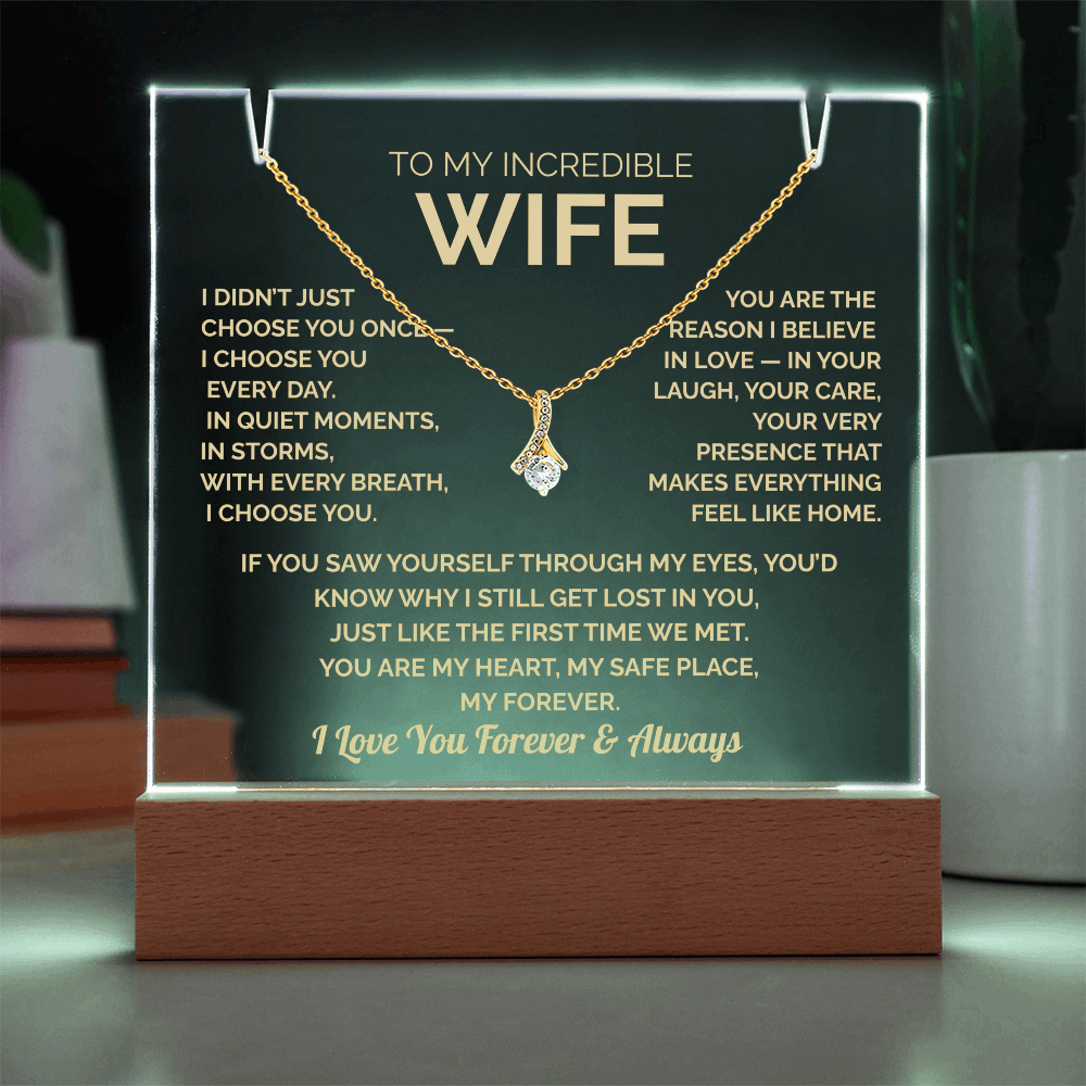 Acrylic Plaque & Necklace – Romantic Gift for Wife – Anniversary, Birthday, Christmas