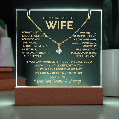 Acrylic Plaque & Necklace – Romantic Gift for Wife – Anniversary, Birthday, Christmas