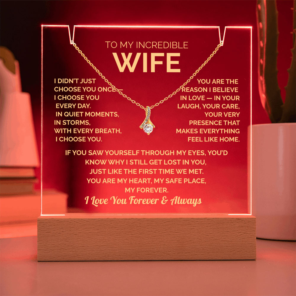 Acrylic Plaque & Necklace – Romantic Gift for Wife – Anniversary, Birthday, Christmas