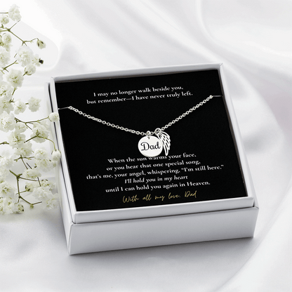 Memorial Jewelry for Loss of Dad – Remembrance Necklace with Angel Wing – Sympathy Gift Keepsake
