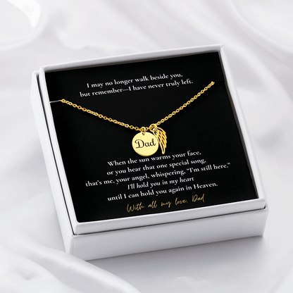 Memorial Jewelry for Loss of Dad – Remembrance Necklace with Angel Wing – Sympathy Gift Keepsake
