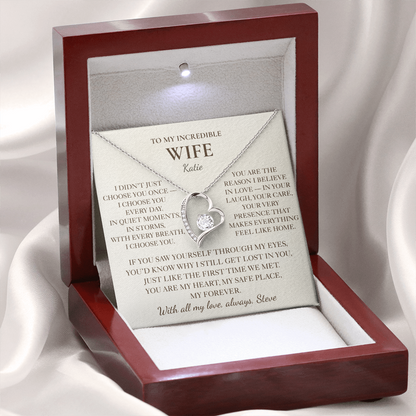 To My Wife Necklace - Personalized Romantic Gift with Message Card