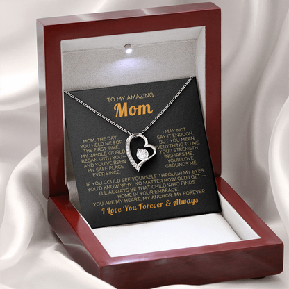 To My Mom Necklace - Heartfelt Forever Love Gift Set for Christmas, Mother's Day or Birthday
