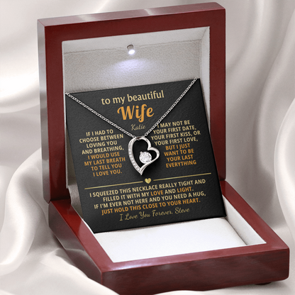 Personalized To My Wife Necklace - Heartfelt Heart Gift Set for Christmas, Anniversary or Birthday