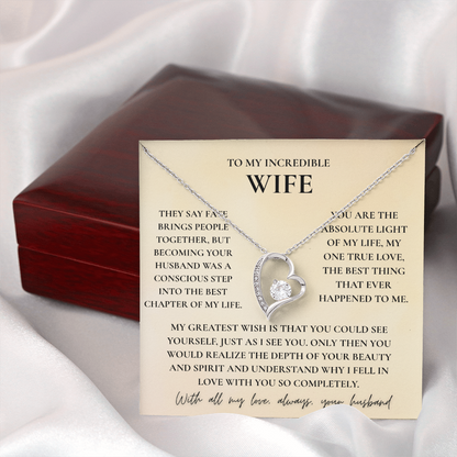 To My Wife Necklace - Romantic Heart Gift with Message Card