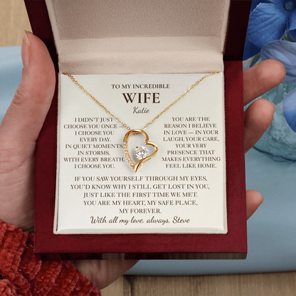 To My Wife Necklace - Personalized Romantic Gift with Message Card