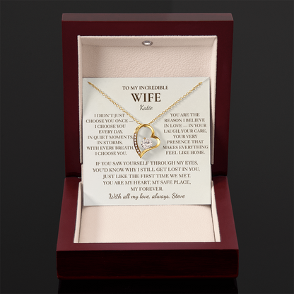 To My Wife Necklace - Personalized Romantic Gift with Message Card