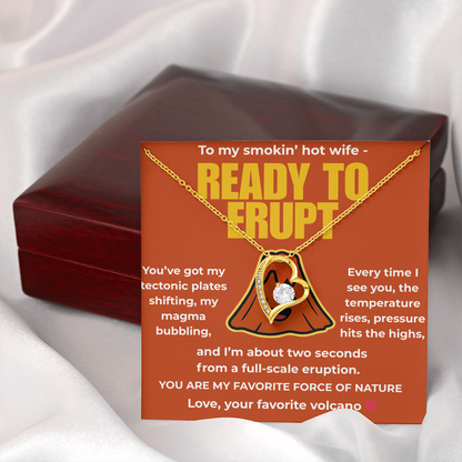 Funny Husband to Wife Gift – “To My Smokin' Hot Wife” Volcano Message Card with Necklace